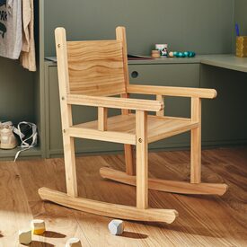 Chaise enfant à bascule en bois de pin naturel