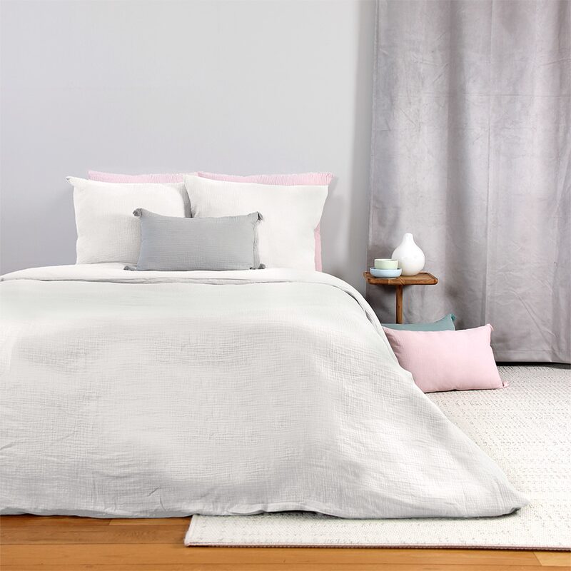 Parure de lit en toile de coton BIRD coloris blanc 240 x 220 cm